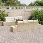 Conjunto de sofá de jardín 9 pcs Beige y Crema ratán sintético