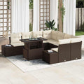 Conjunto de sofá de jardín 9 pcs Marrón y crema ratán sintético