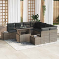 Conjunto de sofá de jardín con cojín 9 pcs Gris ratán sintético