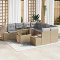 Conjunto de sofá de jardín con cojín 9 pcs Beige y Gris Claro