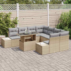 Conjunto de sofá de jardín con cojín 9 pcs Beige y Gris Claro