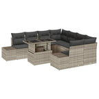 Conjunto de sofá de jardín 9 pcs Gris Claro ratán sintético
