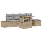 Conjunto de sofá de jardín con cojín 6 pcs Beige y Gris Claro