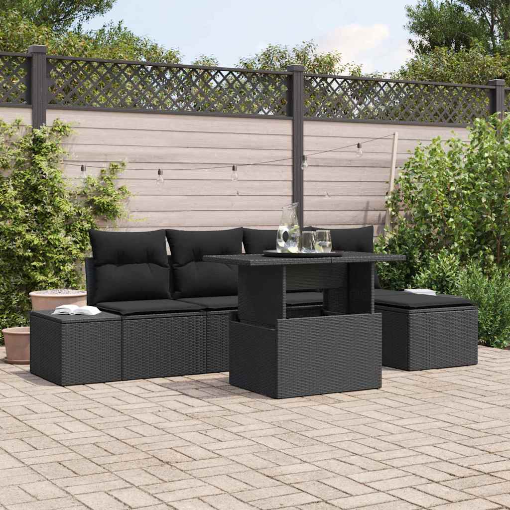 Conjunto de sofá de jardín 6 pcs Gris Claro ratán sintético