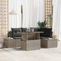 Conjunto de sofá de jardín 5 pcs Beige y Crema ratán sintético