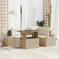 Conjunto de sofá de jardín 5 pcs Beige y Crema ratán sintético