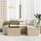 Conjunto de sofá de jardín 5 pcs Beige y Crema ratán sintético