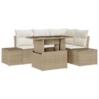Conjunto de sofá de jardín 5 pcs Beige y Crema ratán sintético