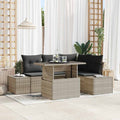 Conjunto de sofá de jardín 5 pcs Beige y Crema ratán sintético