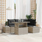 Conjunto de sofá de jardín 5 pcs Beige y Crema ratán sintético