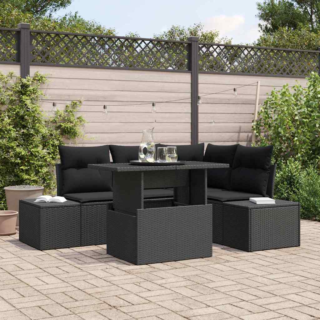 Conjunto de sofá de jardín 5 pcs Beige y Crema ratán sintético