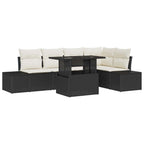 Conjunto de sofá de jardín con cojín 6 pcs Negro Poliratán