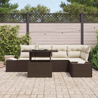 Conjunto de sofá de jardín con cojín 6 pcs Marrón Poliratán