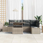 Conjunto de sofá de jardín con cojín 6 pcs Gris Poliratán