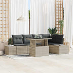 Conjunto de sofá de jardín con cojín 6 pcs Gris claro Poliratán