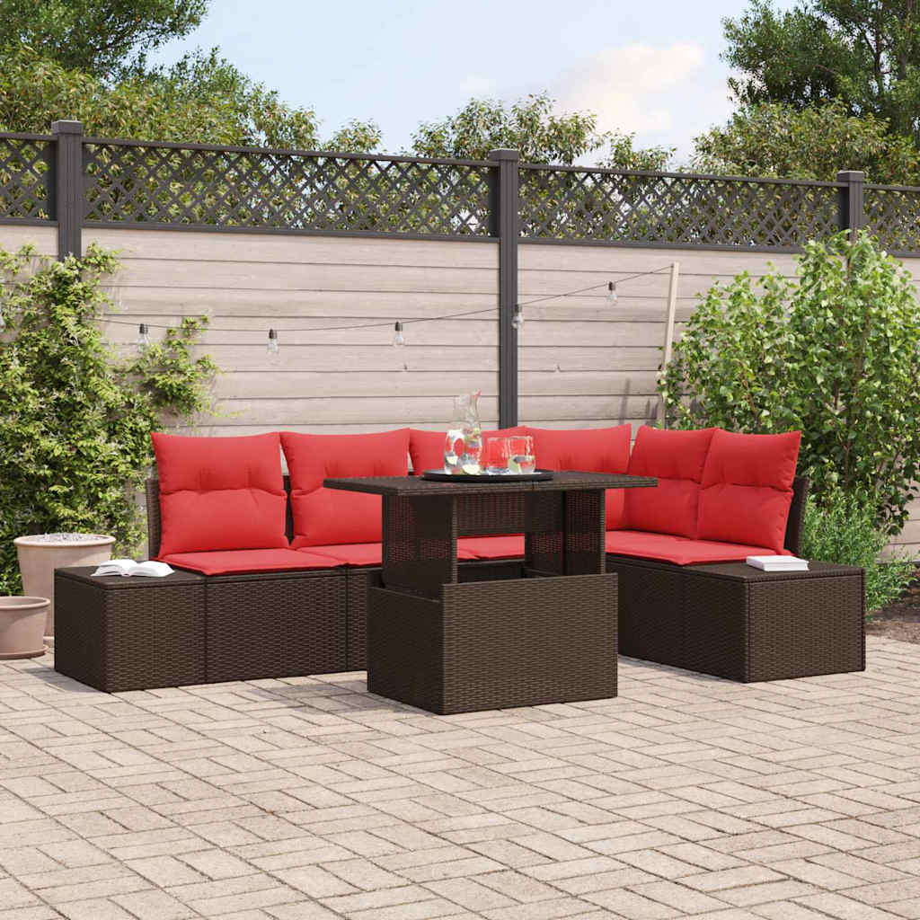 Conjunto de sofá de jardim com almofada 9 pcs Preto e creme