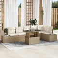 Conjunto de sofá de jardín 7 pcs Beige y Crema ratán sintético