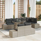 Conjunto de sofá de jardín 9 pcs Gris Claro ratán sintético