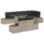 Conjunto de sofá de jardín 9 pcs Gris Claro ratán sintético