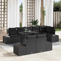 Conjunto de sofá de jardín 9 pcs Negro ratán sintético