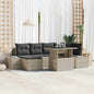 Conjunto de sofá de jardín con cojín 7 pcs beige y gris claro