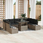Conjunto de sofá de jardín 10 pcs Beige y Crema ratán sintético
