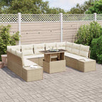 Conjunto de sofá de jardín 10 pcs Beige y Crema ratán sintético
