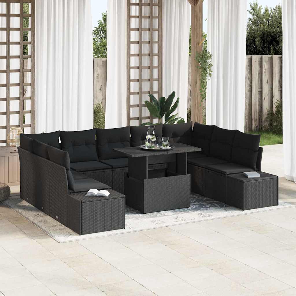 Conjunto de sofá de jardín 10 pcs Beige y Crema ratán sintético