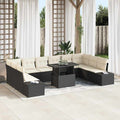 Conjunto de sofá de jardín con cojín 11 pcs Negro y crema