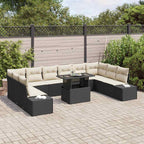 Conjunto de sofá de jardín con cojín 11 pcs Negro y crema