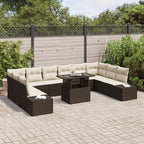 Conjunto de sofá de jardín con cojín 11 pcs Marrón y crema