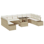 Conjunto de sofá de jardín con cojín 11 pcs beige y crema