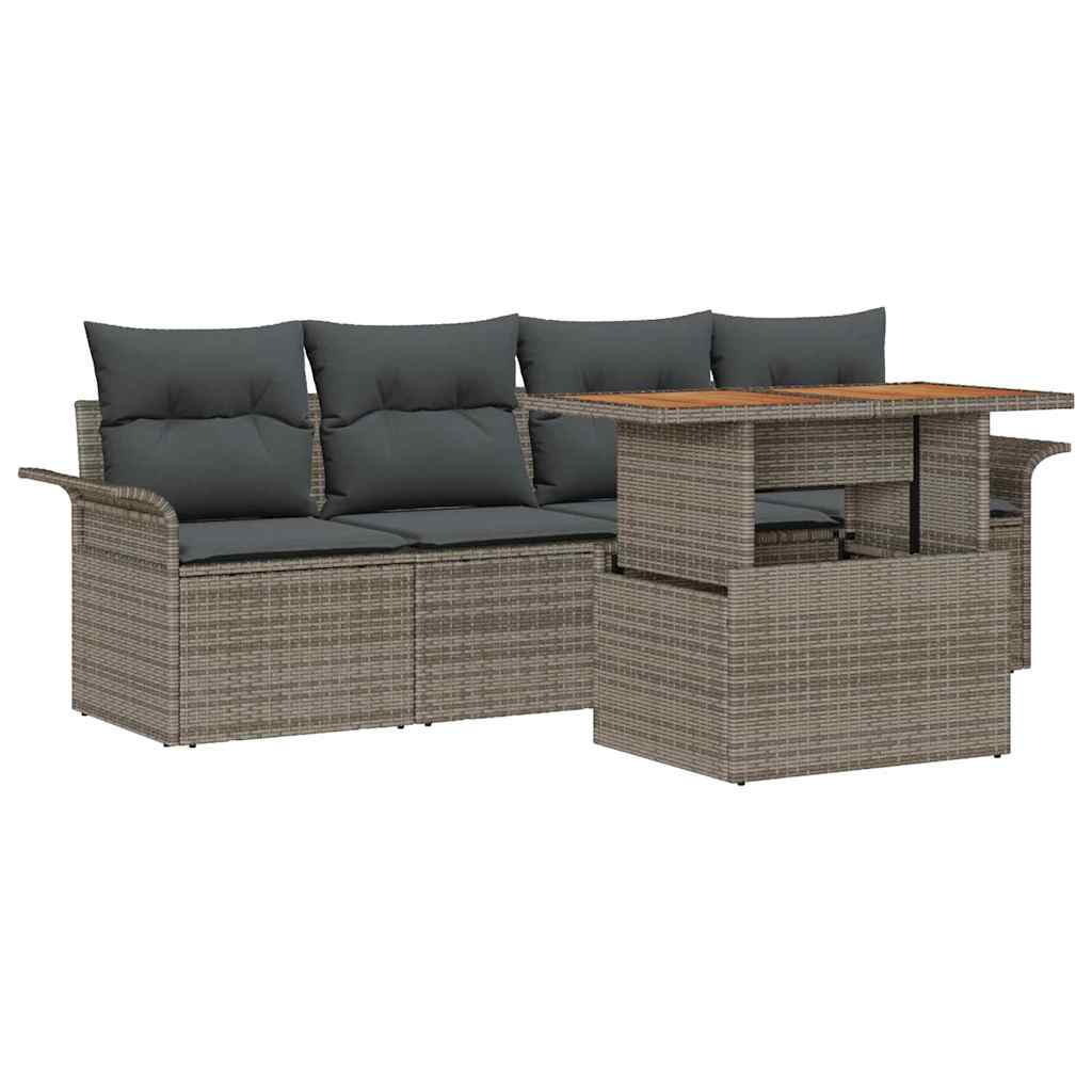 Conjunto de sofás de jardín 5 pcs Gris ratán sintético