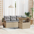 Conjunto de sofás de jardín con cojín 5 pcs Beige y Gris Claro