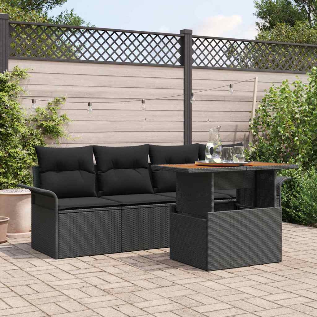 Conjunto de sofás de jardín 5 pcs Gris ratán sintético