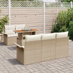 Conjunto de sofás de jardín 6 pcs Beige y Crema ratán sintético