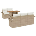 Conjunto de sofás de jardín 6 pcs Beige y Crema ratán sintético