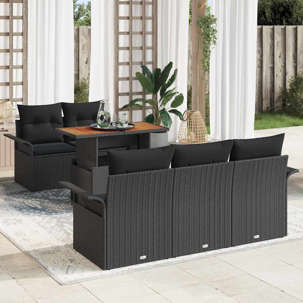 Conjunto de sofás de jardín 6 pcs Beige y Crema ratán sintético