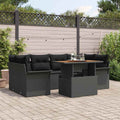 Conjunto de sofá de jardín con cojín 7 pcs Negro