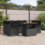 Conjunto de sofá de jardín con cojín 7 pcs Negro