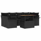 Conjunto de sofá de jardín con cojín 7 pcs Negro