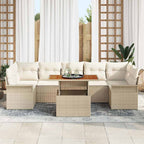 Conjunto de sofá de jardín con cojín Manual 8 pcs beige y crema