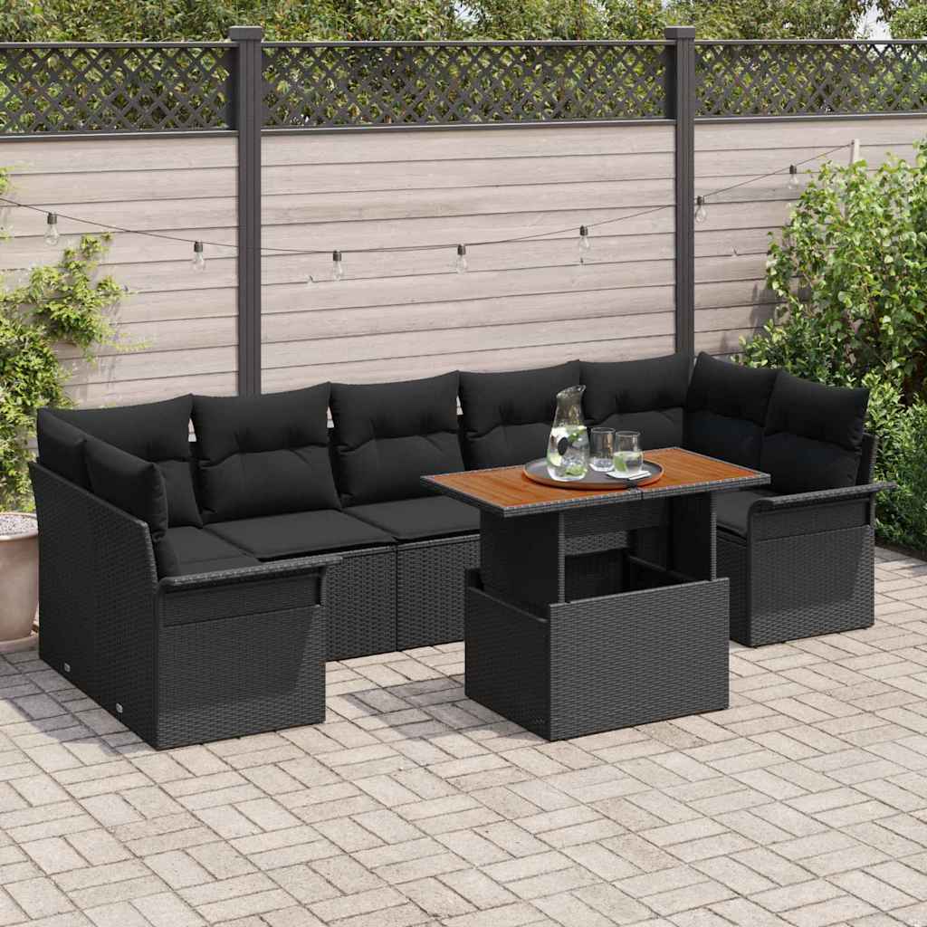 Conjunto de sofá de jardín con cojín 8 pcs Beige y Gris Claro