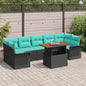 8-piece outdoor sofa set Black and blue poly rattan