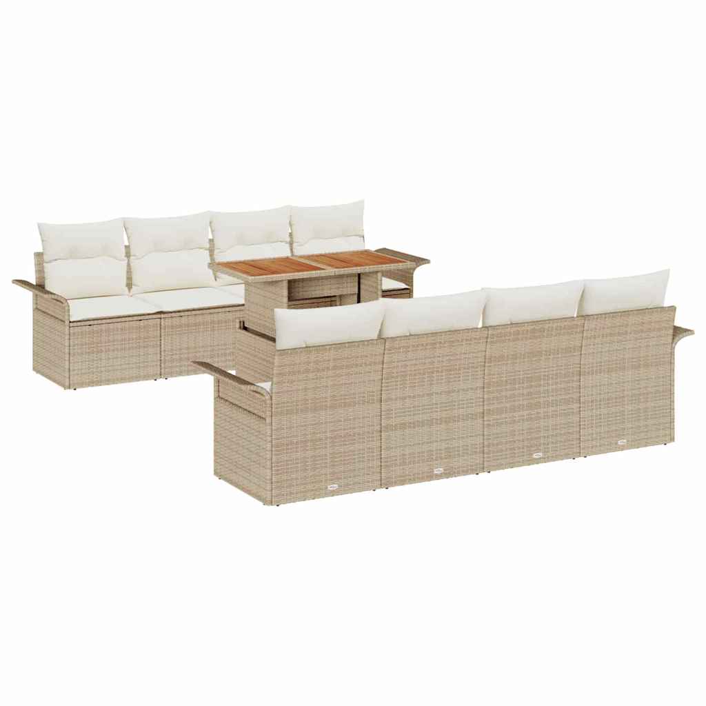 Conjunto de sofás de jardín 7 pcs Beige y Crema ratán sintético