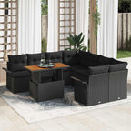 Conjunto de sofá de jardín con cojín Manual 7 pcs Negro y crema