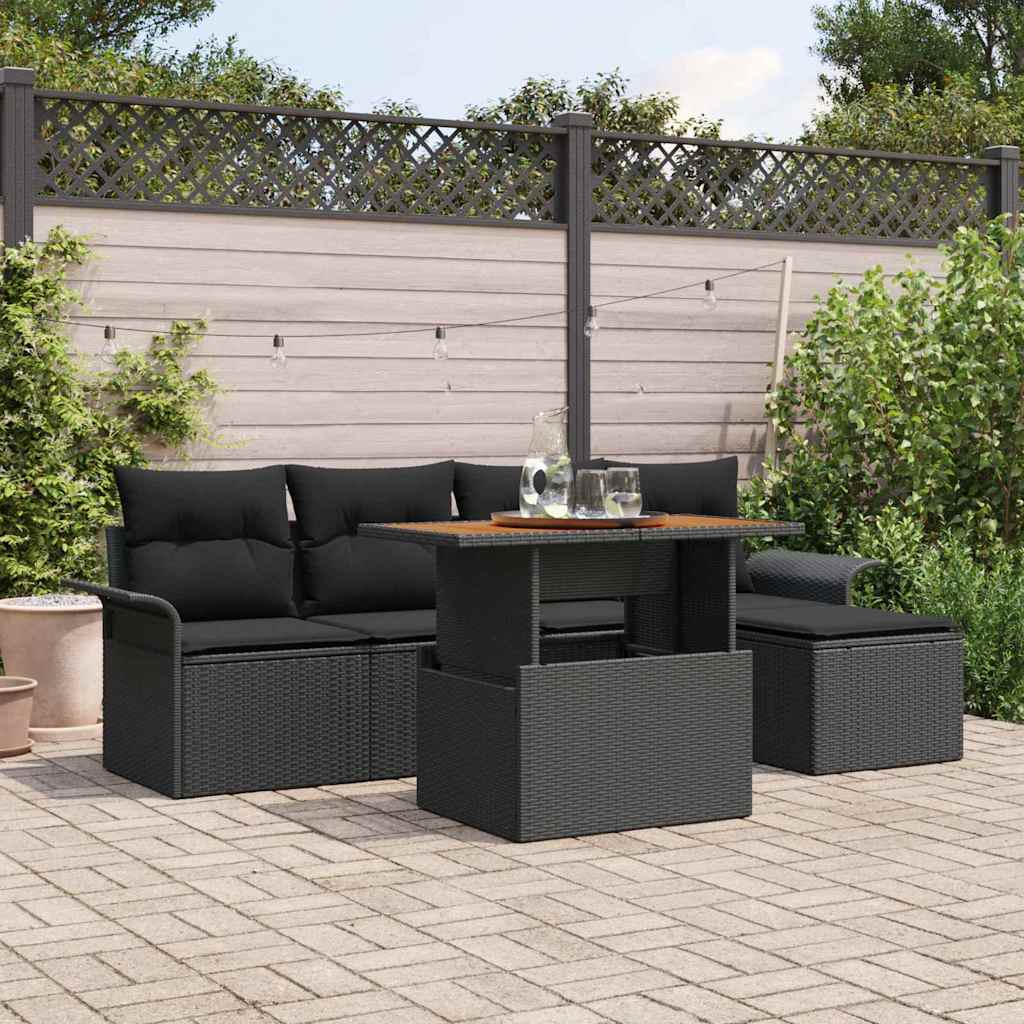 Conjunto de sofá de jardín con cojín 6 pcs beige y gris claro