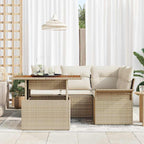Conjunto de sofá de jardín con cojín 5 pcs beige y crema