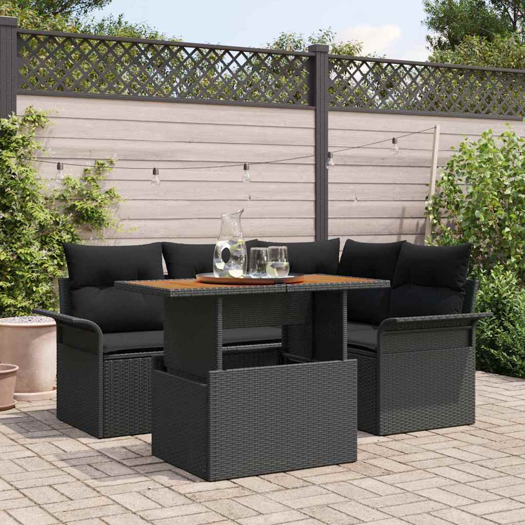 Conjunto de sofá de jardín con cojín 5 pcs beige y crema