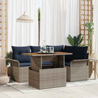 Conjunto de sofá de jardín con cojín 5 pcs gris y azul marino